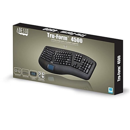 Adesso 2.4ghz Wireless Tru-form Media 3D Ergonomic Touchpad Keyboard AD83710